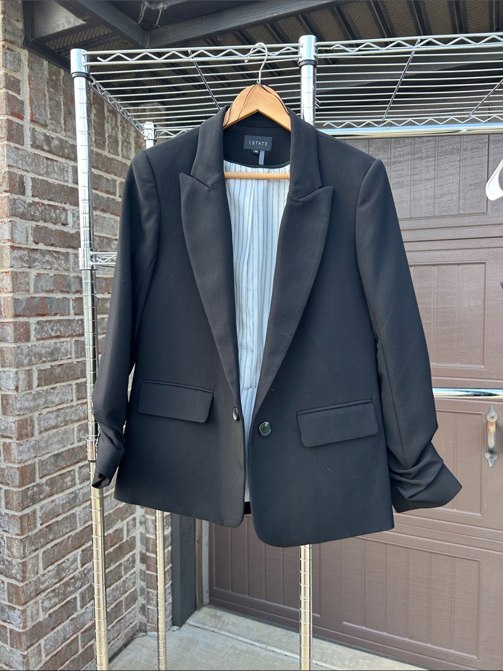 Women’s 1. State Black Single-Button Tailored Blazer